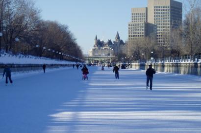 Rideau Canal in Winter covered in snow