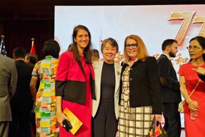 Julie Baer, IIE; Xuesong Shen, Minister-Counselor and Chief of the Office of Educational Affairs; Carol Carmody.