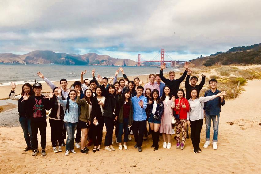 Students on UCB Site Visit to Beach by Golden Gate Bridge.jpg