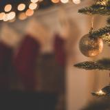 Close up of a bauble on a Christmas Tree