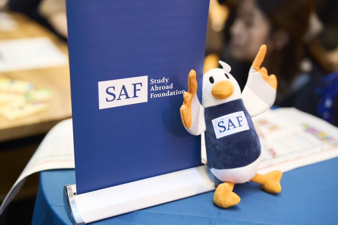SAFFY plush doll in front of SAF folder.