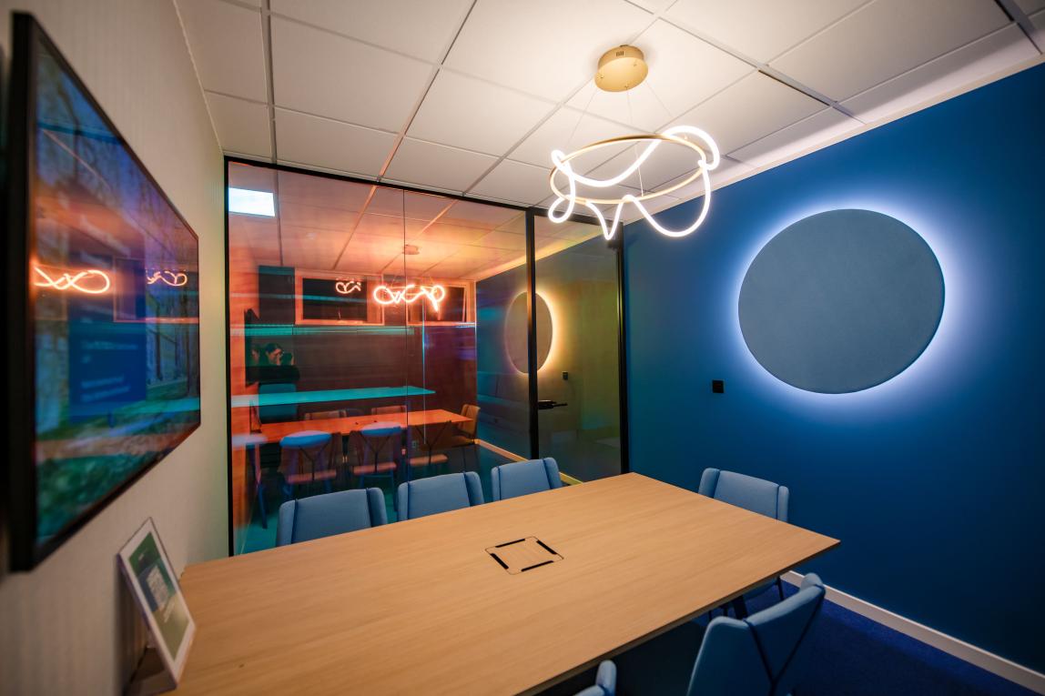 Futuristic looking study/meeting room at Regent's University London.  