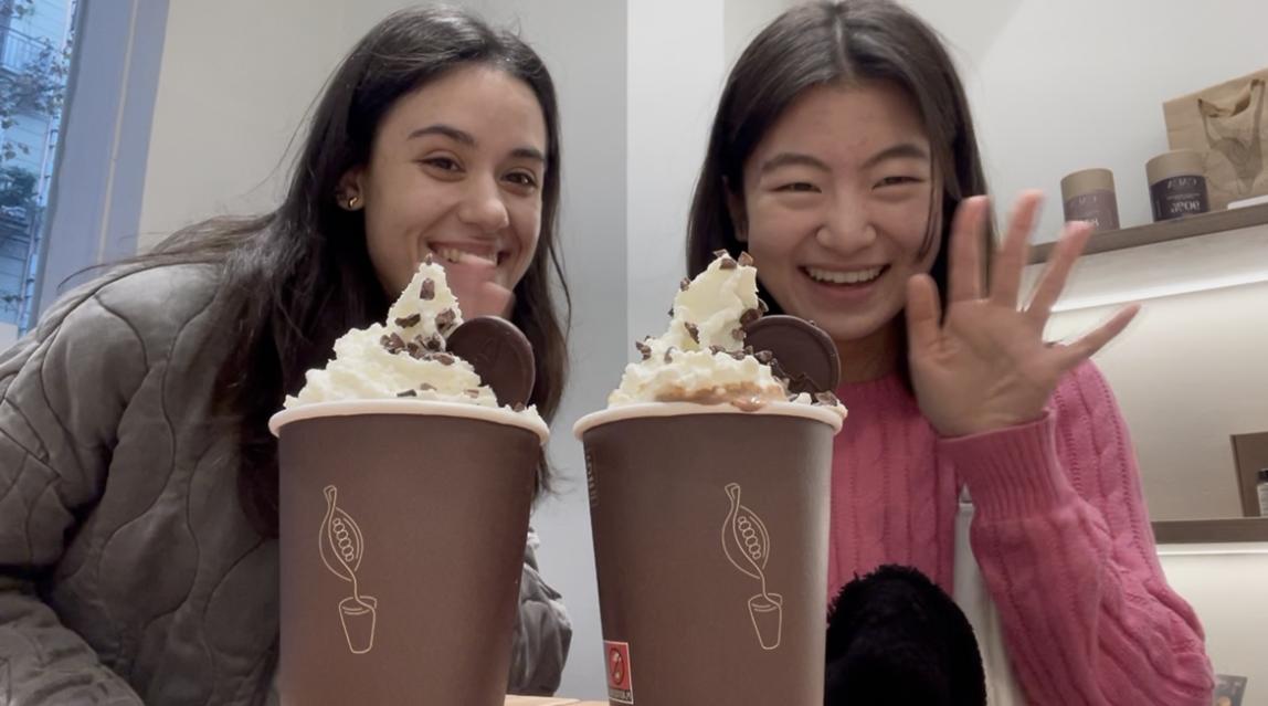 Barcelona friends with hot chocolate