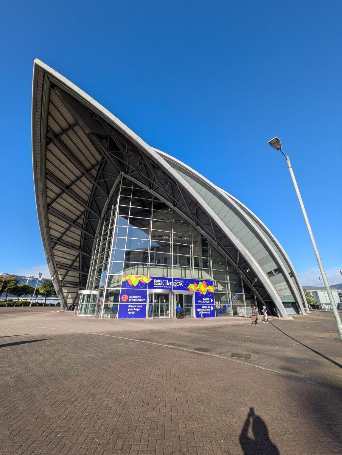 Entrance of the Scottish Event Campus (SEC) building in Glasgow during EAIE 2026.