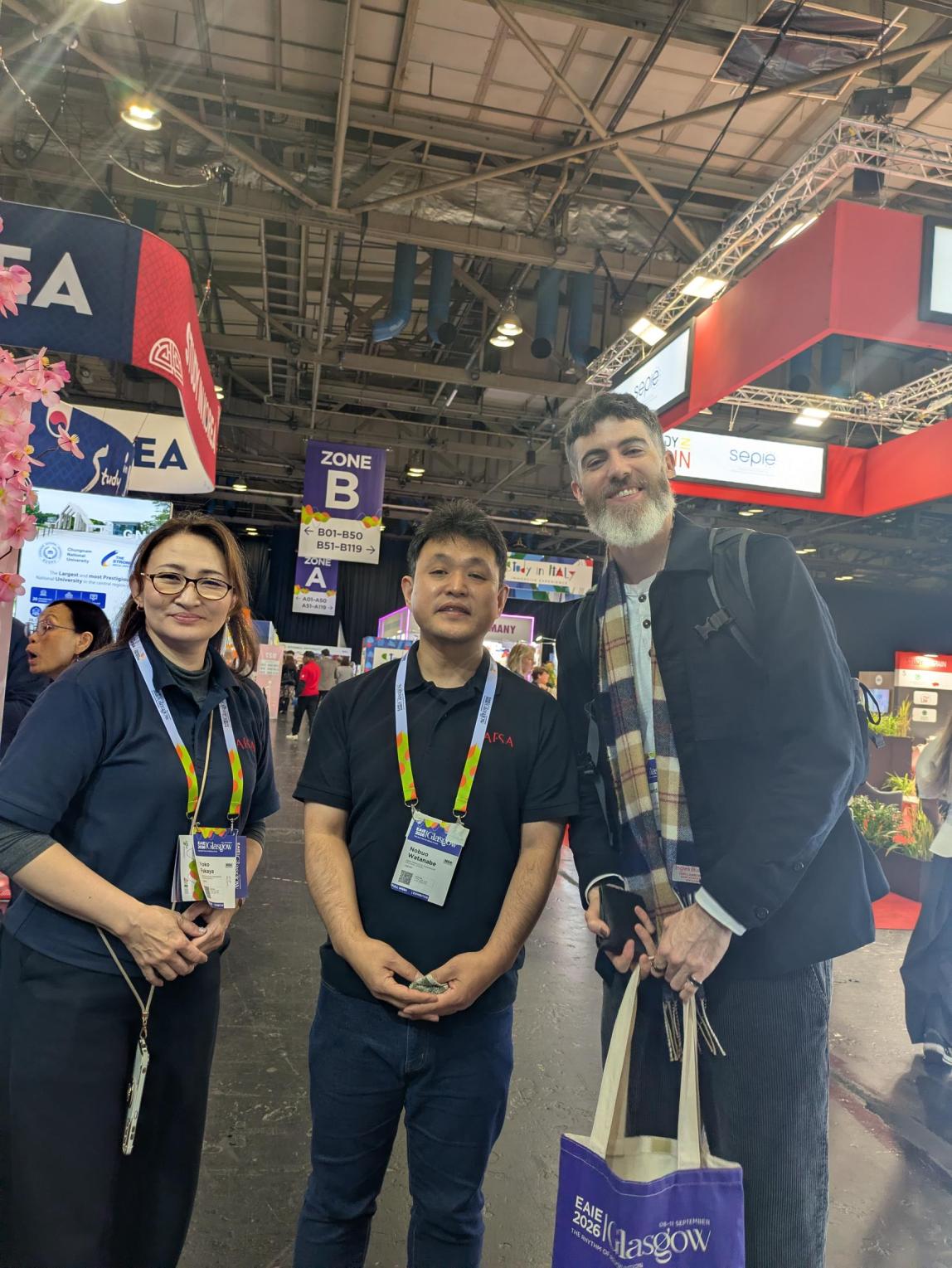 SAF partner, Richard from Westminster University, posing with 2 representatives from JAFSA.