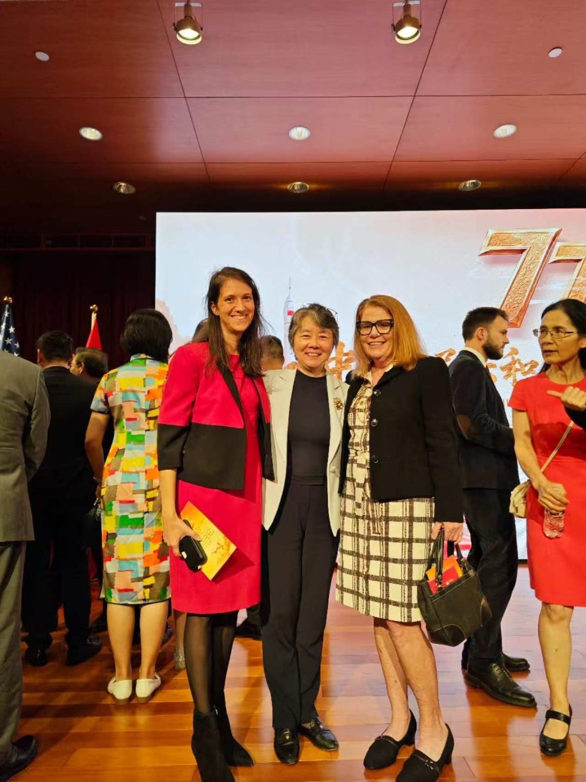Julie Baer, IIE; Xuesong Shen, Minister-Counselor and Chief of the Office of Educational Affairs; Carol Carmody.