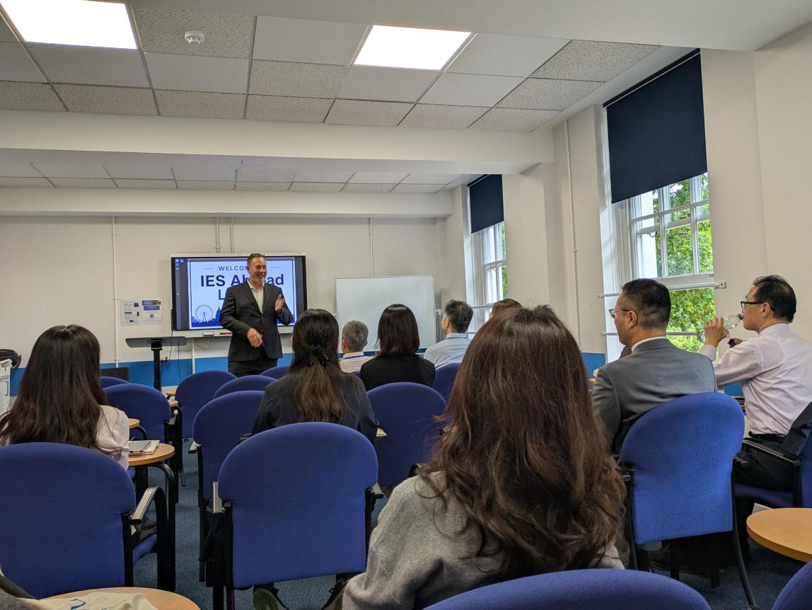 Director of IES Abroad London Center during introduction of presentations.