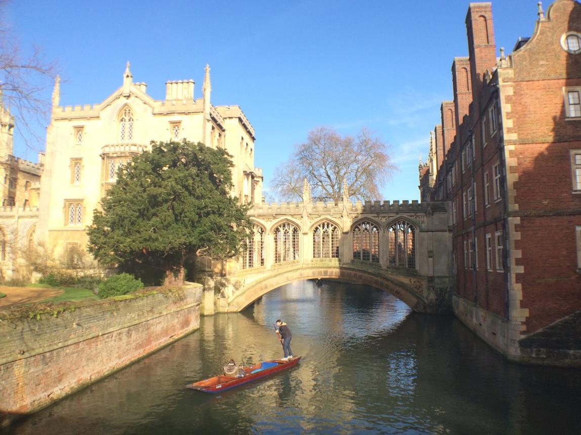 people punting on the Cam River in Cambridge