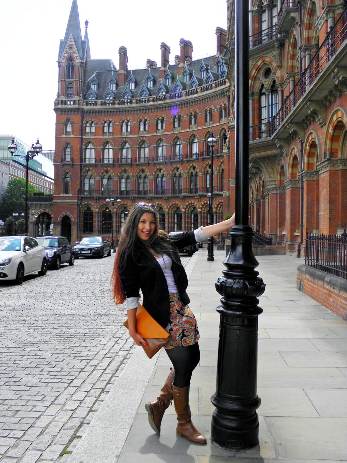 a student intern poses for a photo outside of King's Cross in London