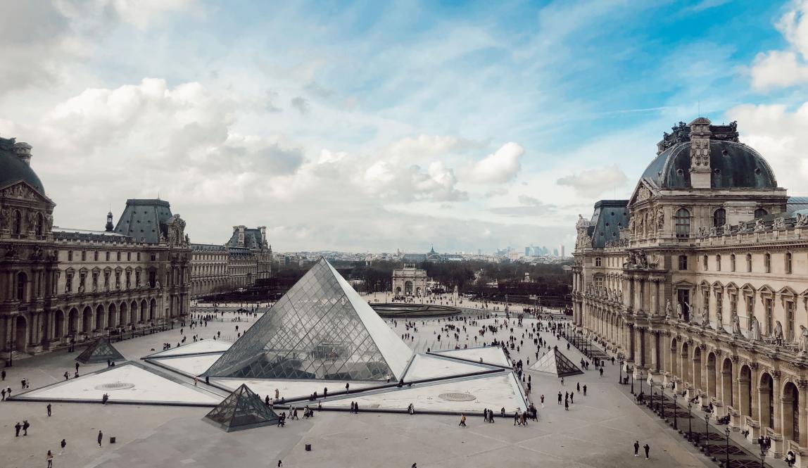 the Louvre courtyard from above