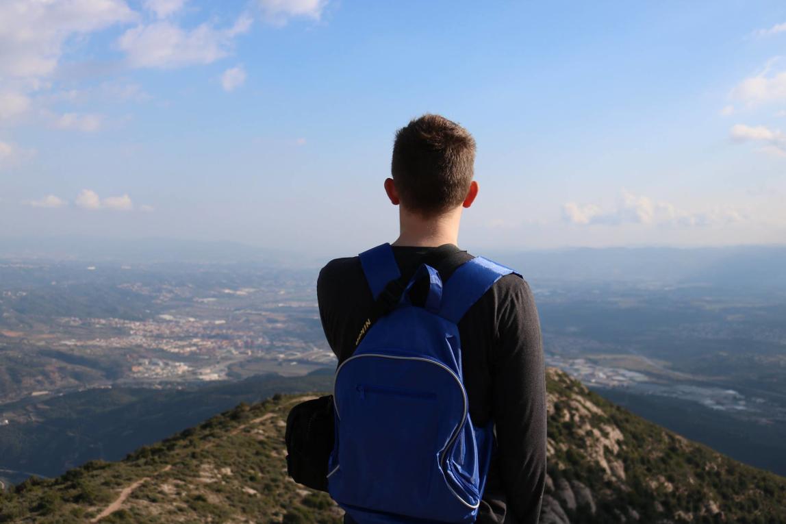 a student looking out over monterrat