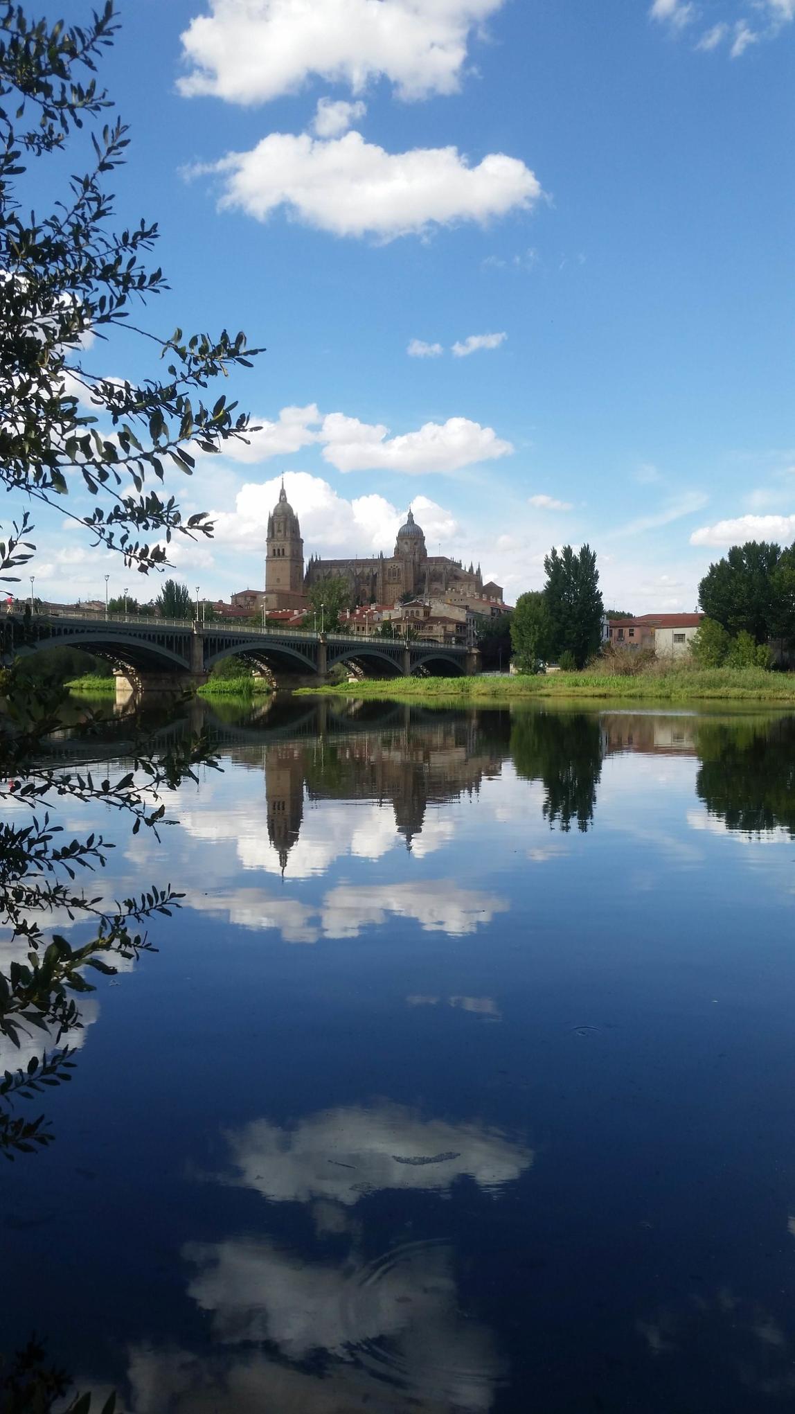 a stone bridge across the Tormes River to a building