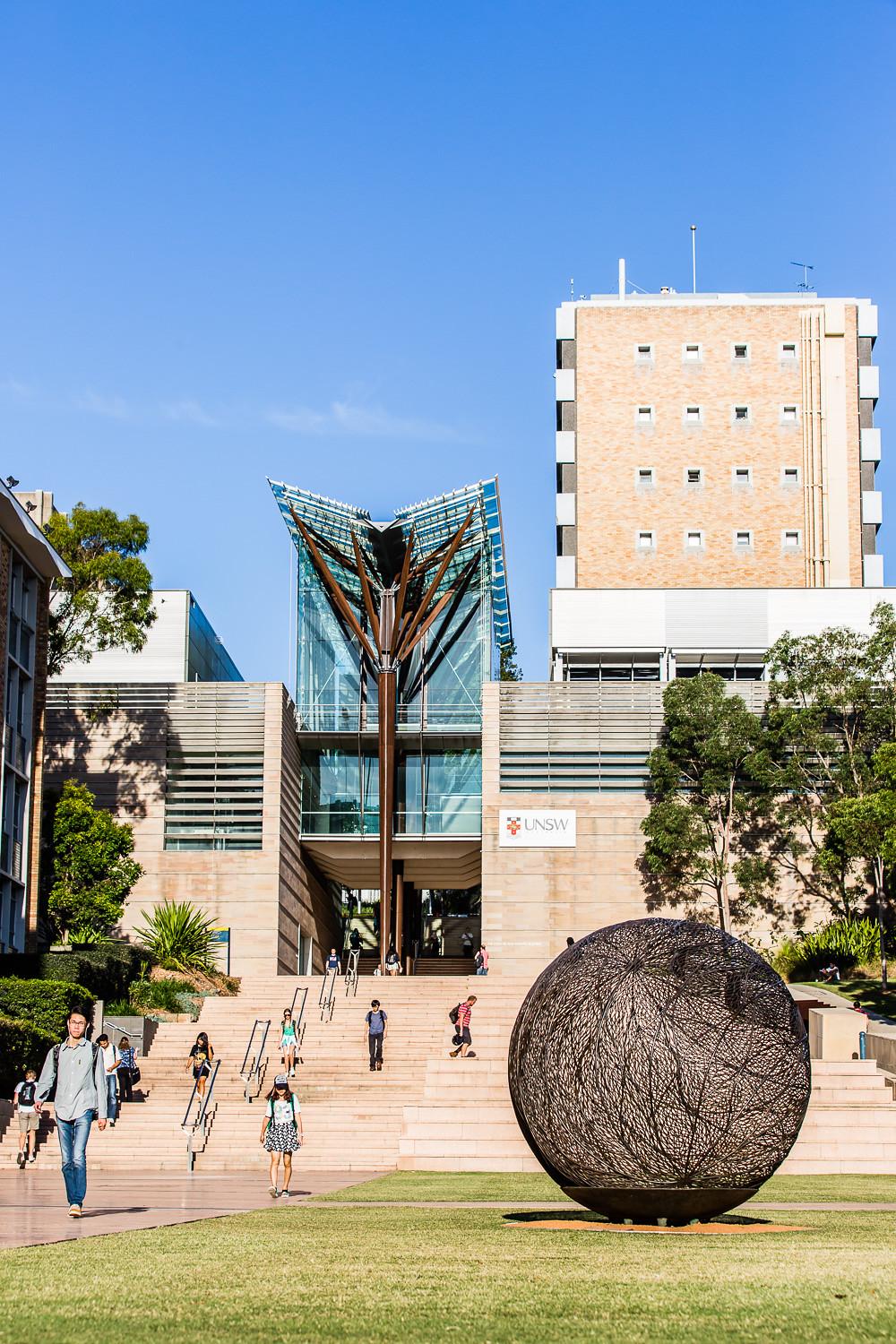 students walking up the steps of University of New South Wales in Sydney