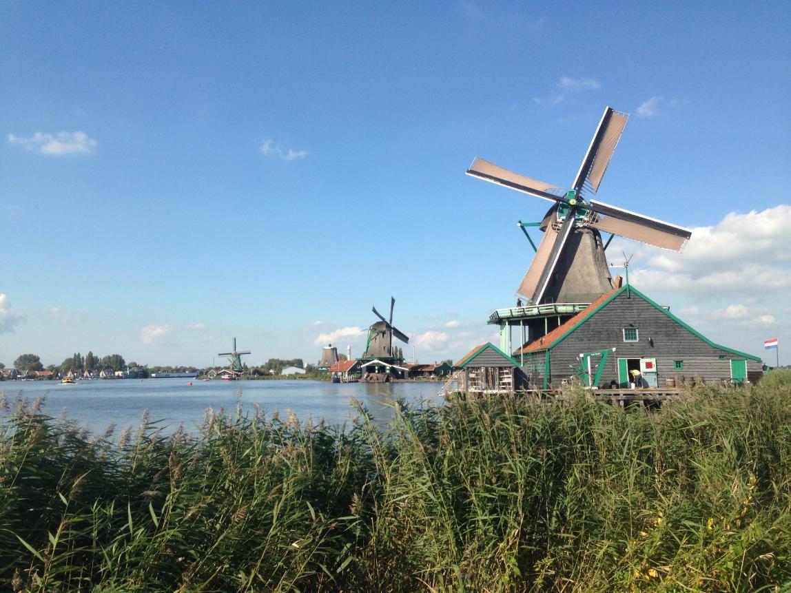 windmills near a lake in Amsterdam