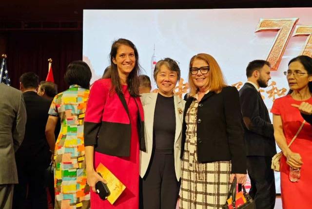 Julie Baer, IIE; Xuesong Shen, Minister-Counselor and Chief of the Office of Educational Affairs; Carol Carmody.