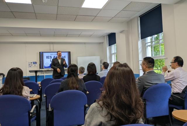 Director of IES Abroad London Center during introduction of presentations.