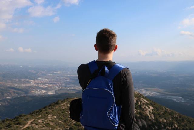 a student looking out over monterrat