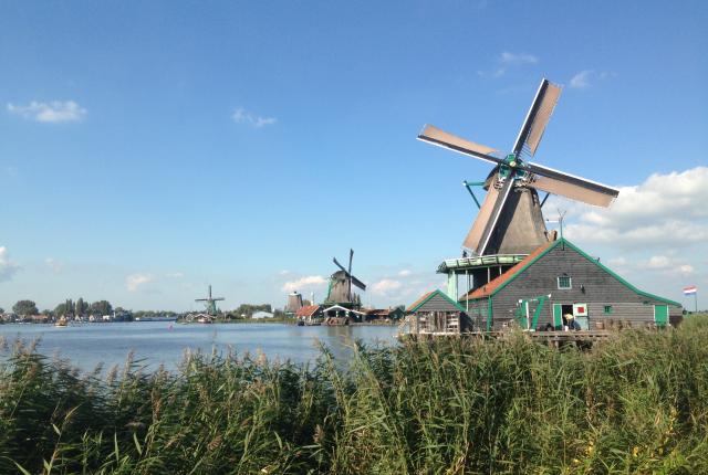 windmills near a lake in Amsterdam