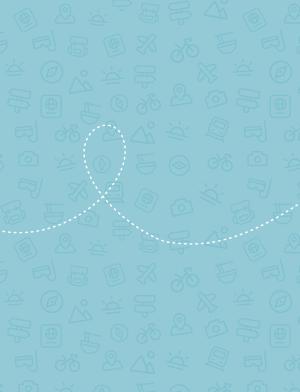 blue background with air plane icon and dotted trail lines