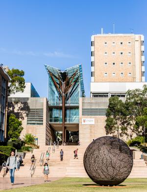 students walking up the steps of University of New South Wales in Sydney
