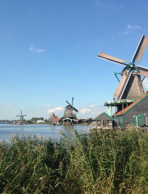 windmills near a lake in Amsterdam