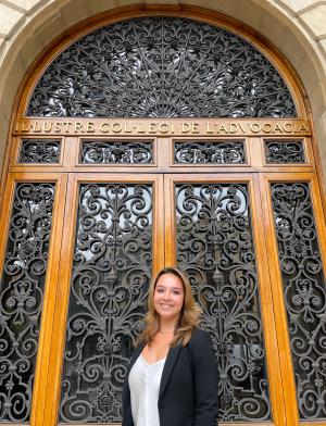An IES intern standing outside of her placement at the Barcelona Bar Association