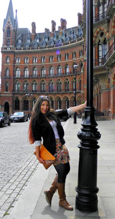 a student intern poses for a photo outside of King's Cross in London