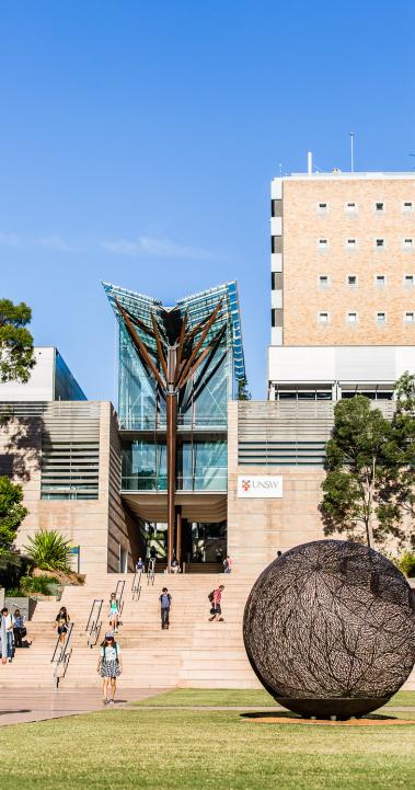 students walking up the steps of University of New South Wales in Sydney