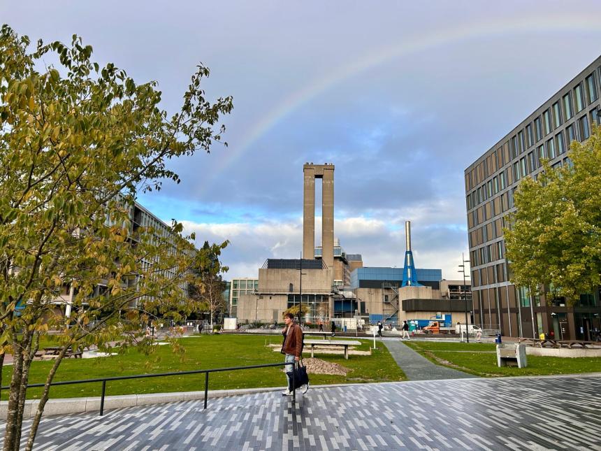 VU Amsterdam Campus with Rainbow