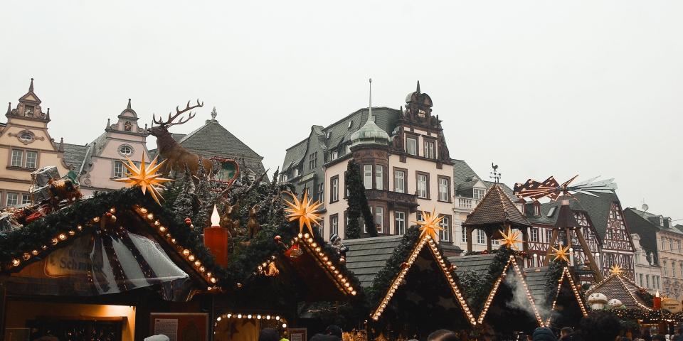 A german Christmas market with people 