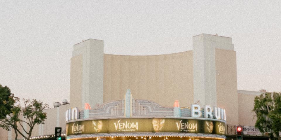 the facade of the Bruin movie theater